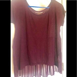 FINAL-American Eagle Burgundy Pleat Tee
